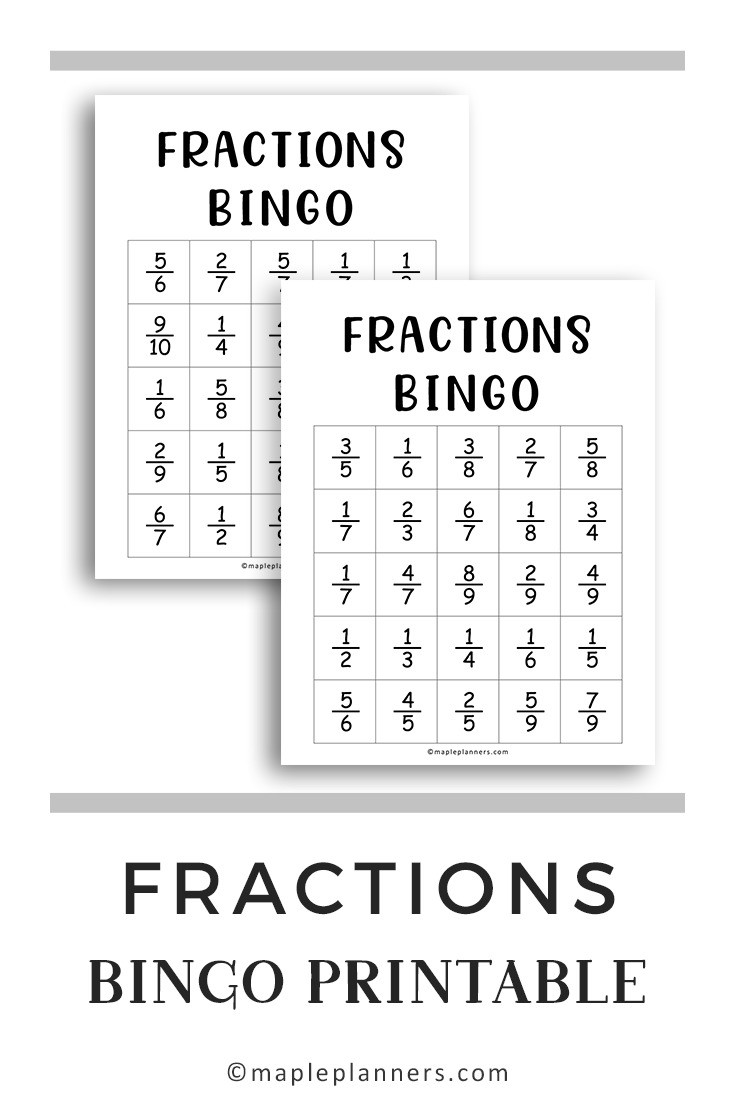 Free Printable Simplifying Fractions Bingo Game
