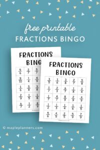 Simplifying Fractions Bingo Printable