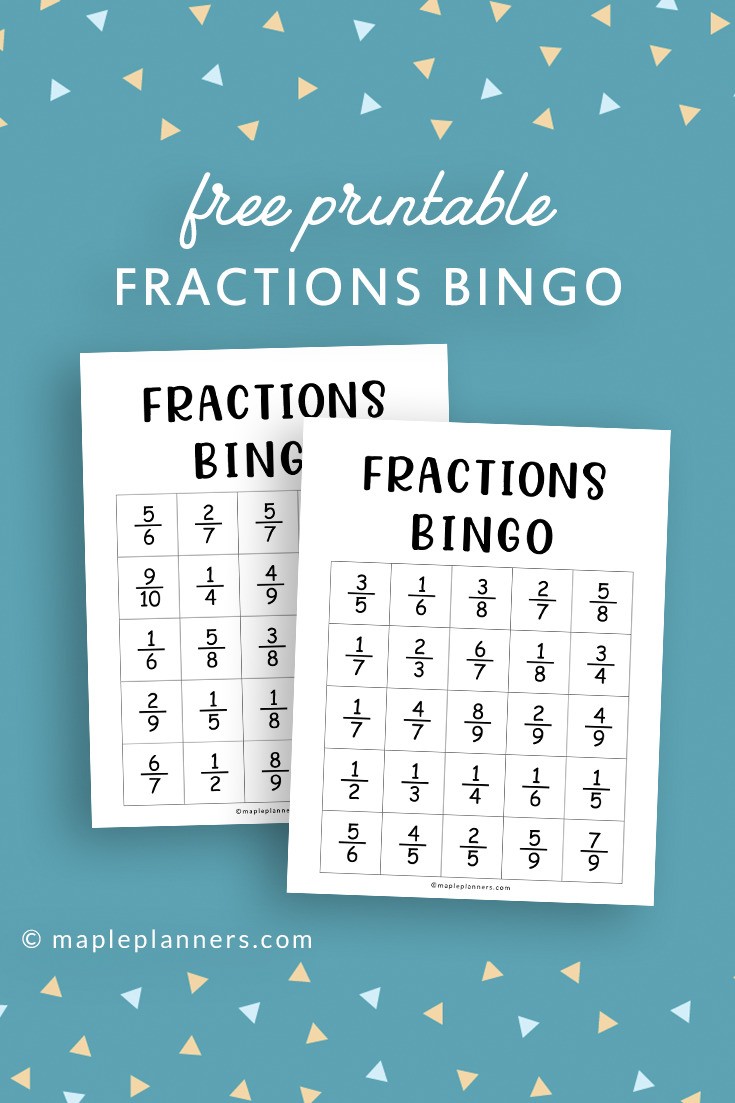 Fractions Bingo Free Printable
