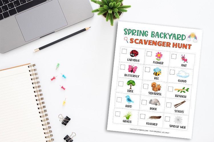 Spring Backyard Scavenger Hunt Printable