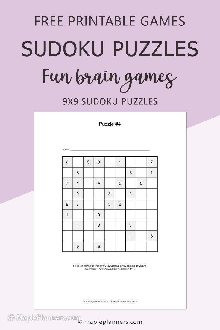Sudoku Puzzle Games Printable - Pin for Later