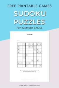 Free Sudoku Puzzle Games Printable