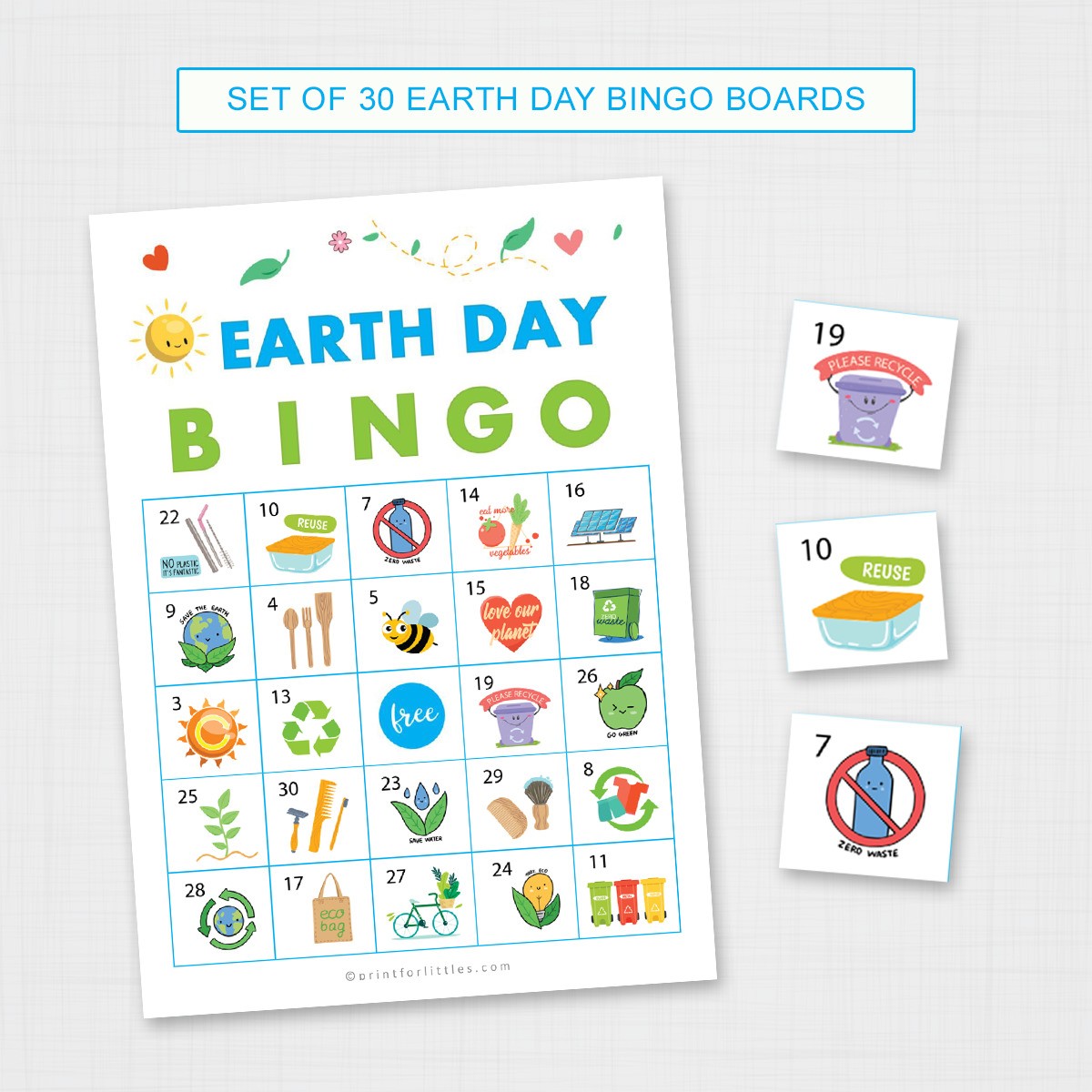 Printable Earth Day Bingo Game Cards