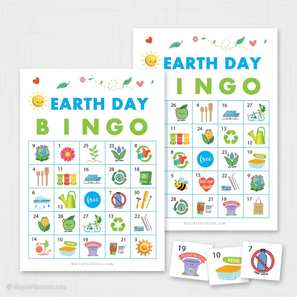 Premium Earth Day Bingo Printable Cards