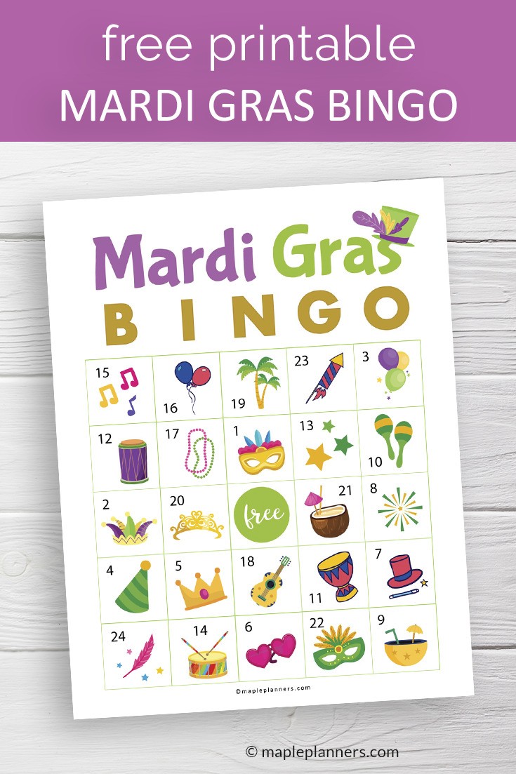 Free Printable Mardi Gras Bingo Cards