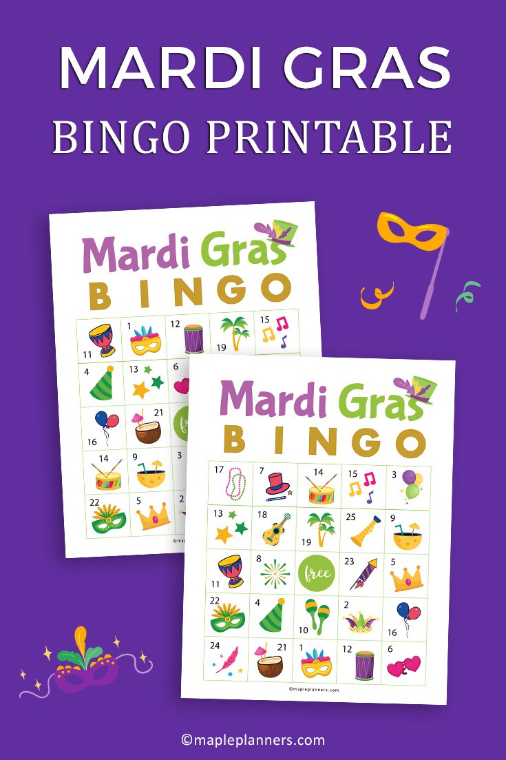Free Printable Mardi Gras Bingo Game Cards
