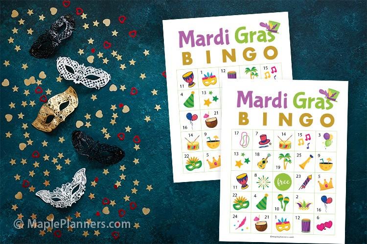 Mardi Gras Bingo Game Printable
