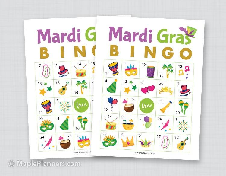 Mardi Gras Bingo Game Free Printable