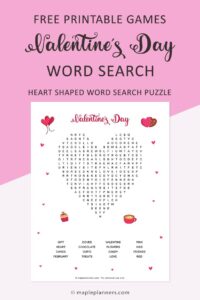 Valentine’s Day Word Search Puzzle Printable