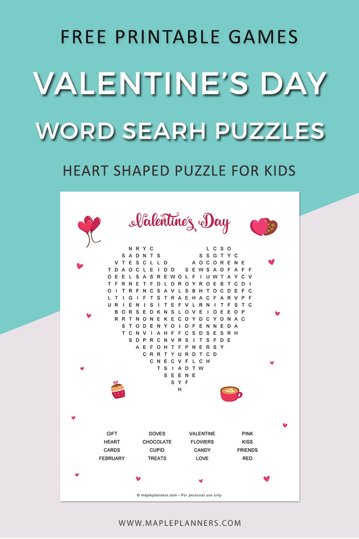 Free Printable Valentines Day Word Search Puzzle