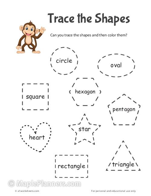Free Printable Tracing the Shapes Worksheets