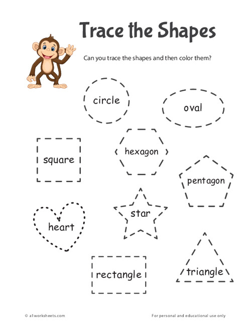 Free Printable Tracing the Shapes Worksheets