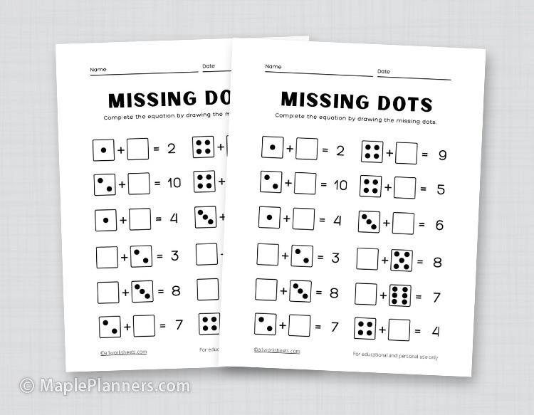 Add the Missing Dots Worksheets