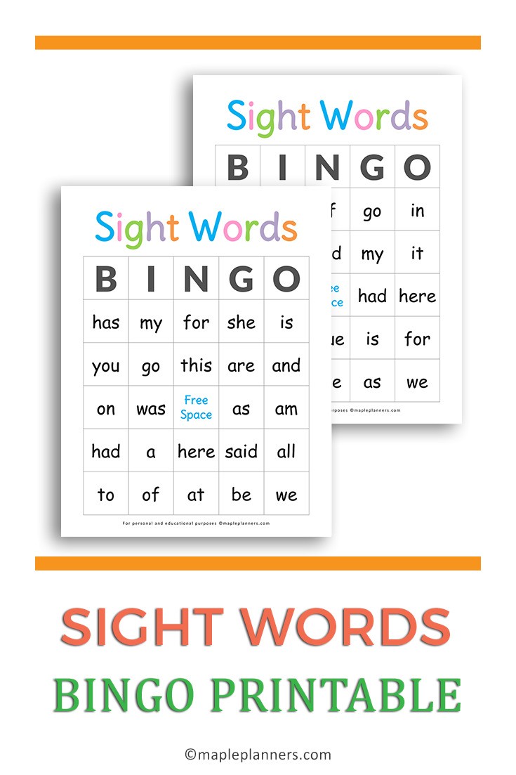 Free Printable Sight Word Bingo Cards free-printable-sight-word-bingo-cards