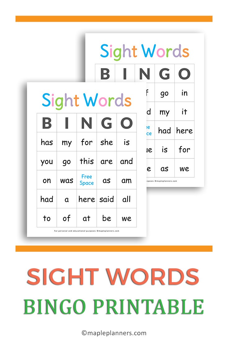 Printable Sight Words Bingo Letter