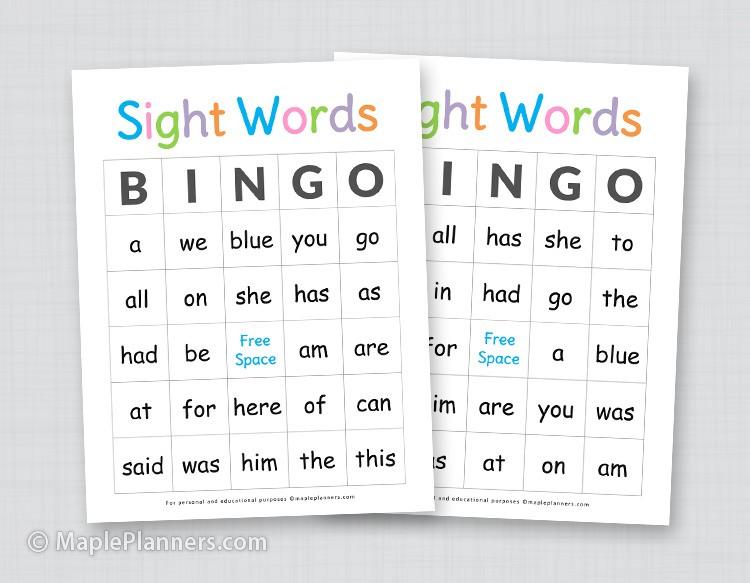 Sight Words Bingo Printable
