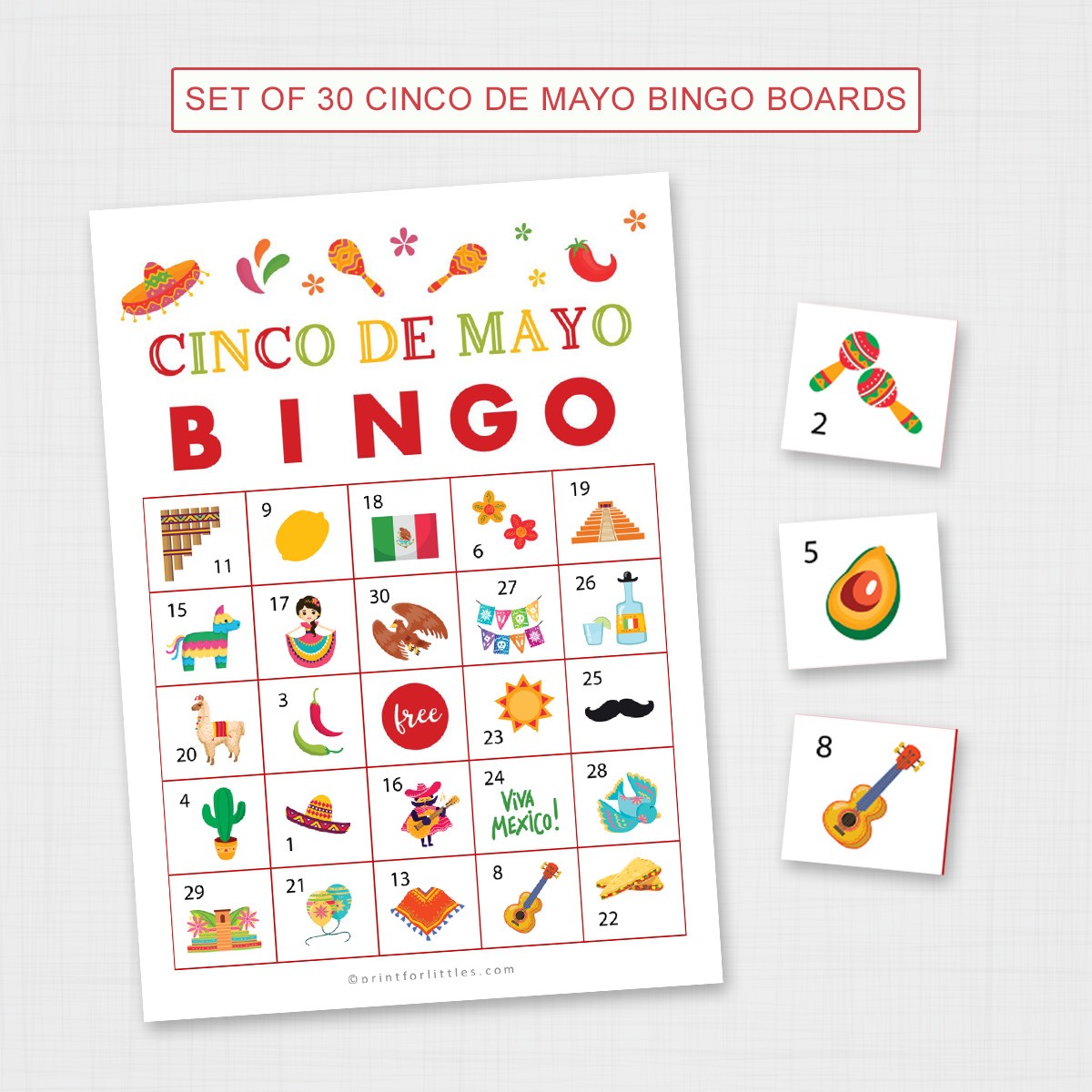 Printable Cinco de Mayo Bingo Cards