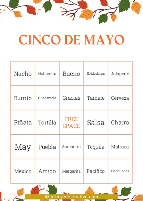 Cinco de Mayo Bingo