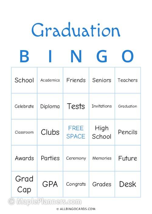 MAke your own Graduation Bingo Printable