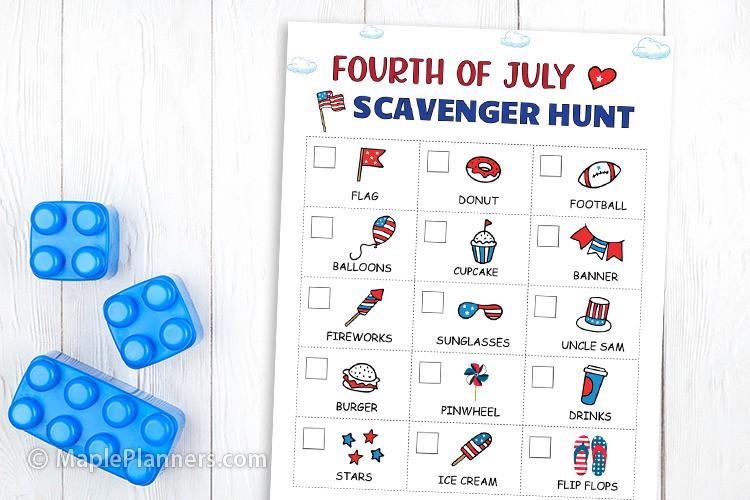 Printable 4th July Scavenger Hunt Games