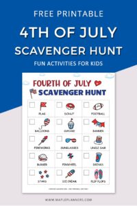 4th of July Scavenger Hunt Printable