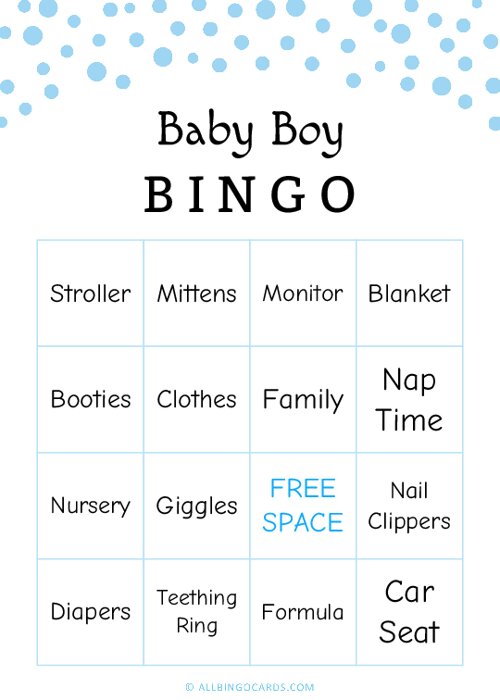 Printable Baby Biy Bingo Cards