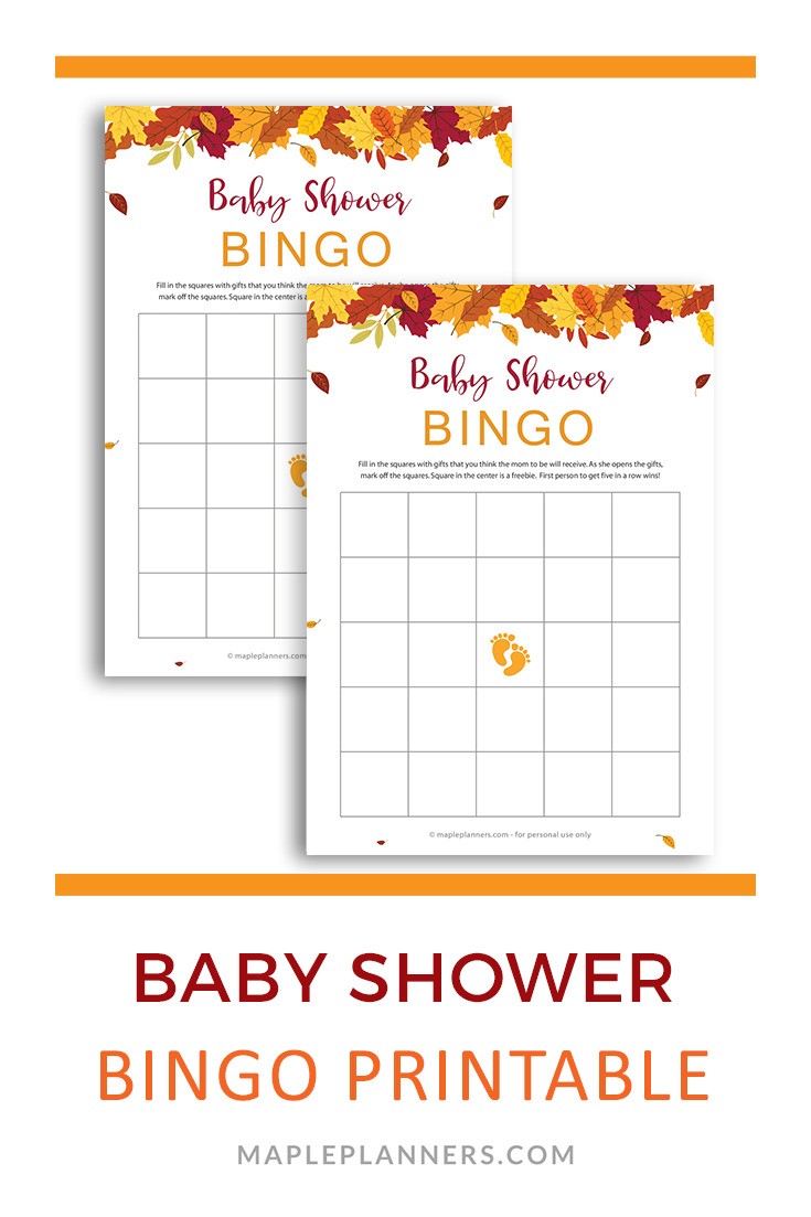 Free Printable Fall Baby Shower Bingo