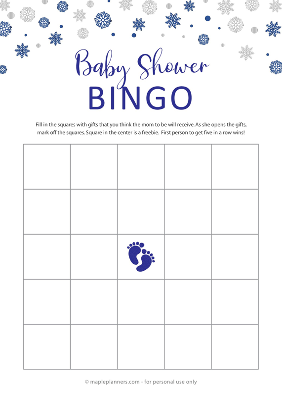 Winter Wonderland Baby Bingo Printable