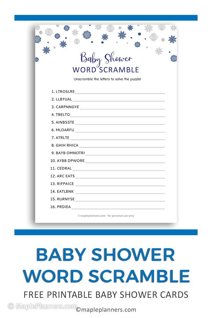 Winter Wonderland Baby Shower Word Scramble Printable
