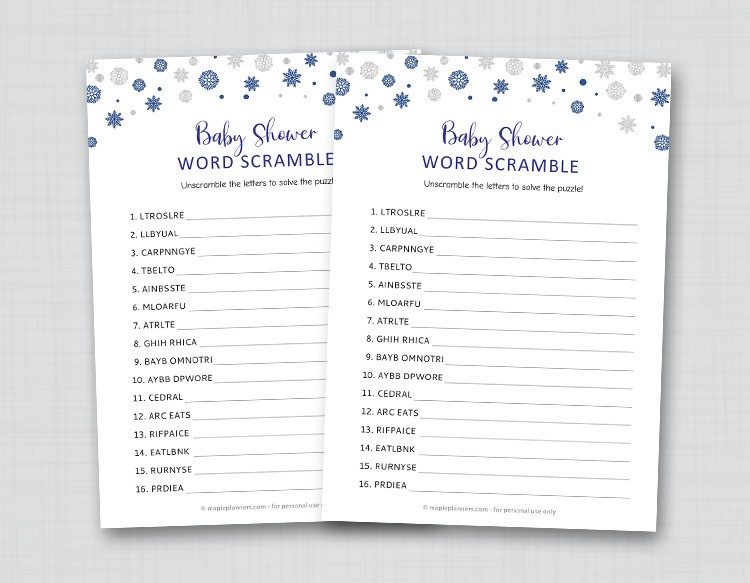 Winter Baby Shower Word Scramble