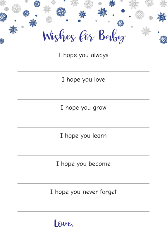 Winter Wonderland Wishes for Baby Cards Printable