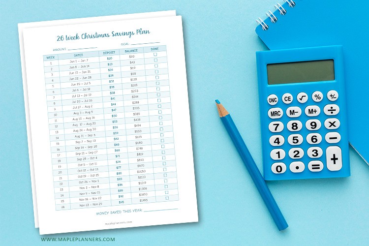 26 Week Christmas Savings Challenge