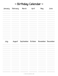 Free Printable Birthday List Templates