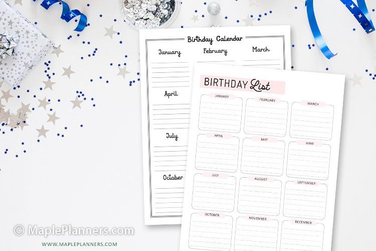 Birthday List Template