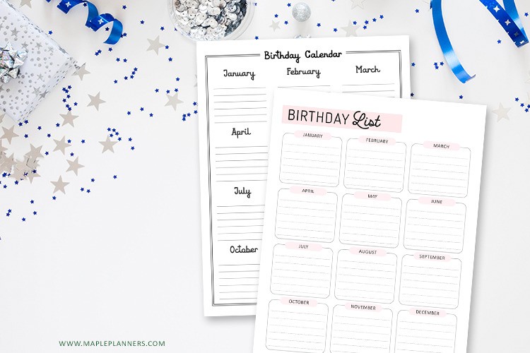 Free Printable Birthday List Templates