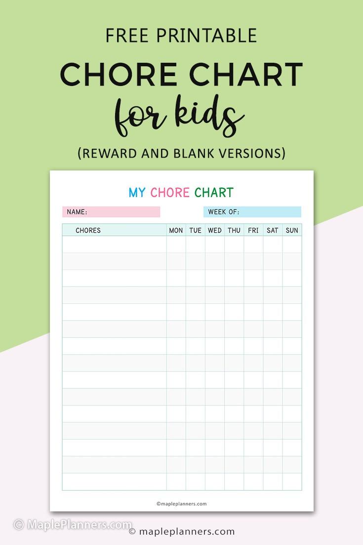 Free Printable Chore Chart for Kids