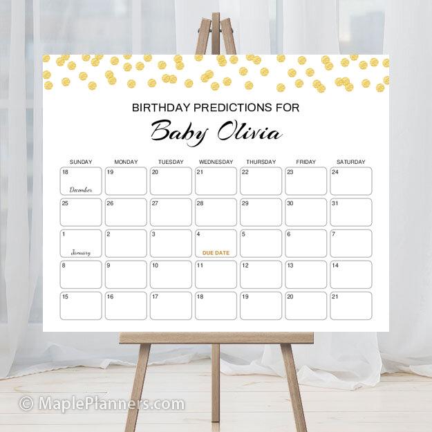Gender Neutral Baby Due Date Prediction Calendar