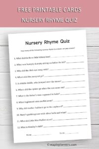 Free Printable Nursery Rhyme Quiz