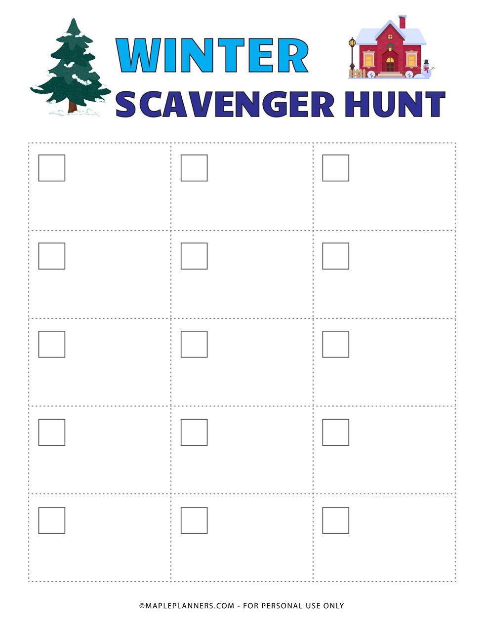 Winter Scavenger Hunt - Blank