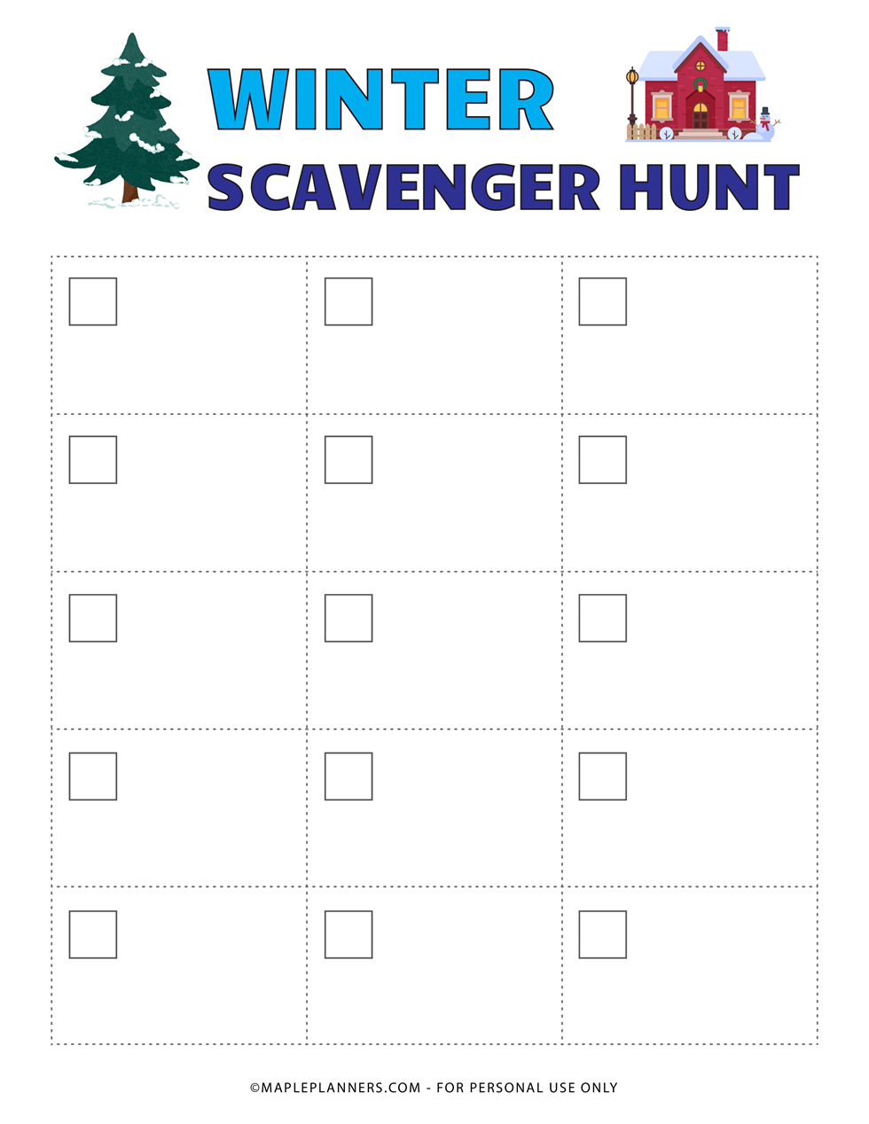 Winter Scavenger Hunt Printable