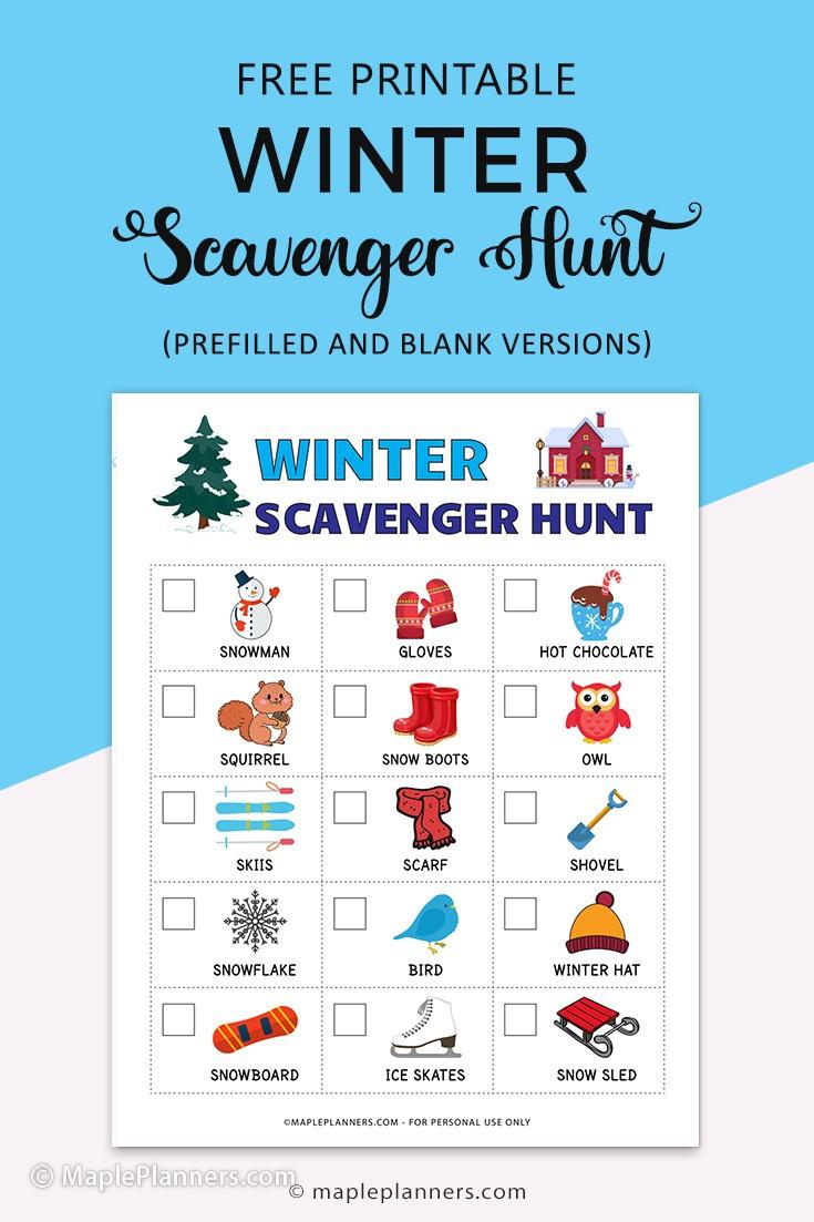 Printable Winter Scavenger Hunt for Kids