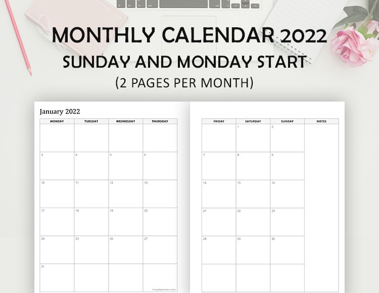 2022 Monthly Calendar Templates