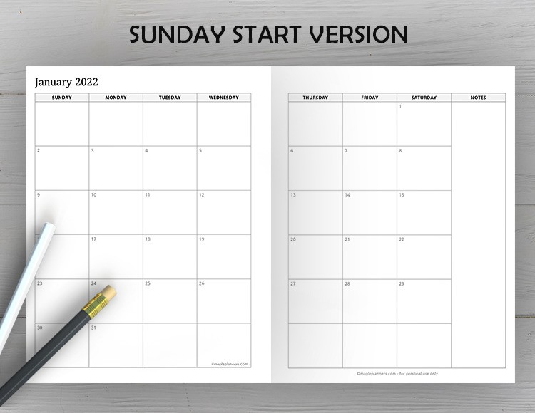 Monthly Calendar 2022 Template