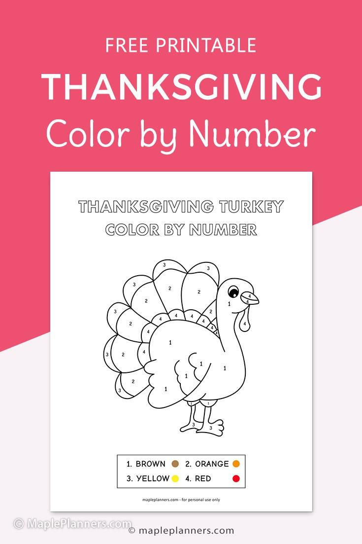 Thanksgiving Color by Numbers Sheets