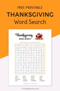 Free Printable Thanksgiving Word Search