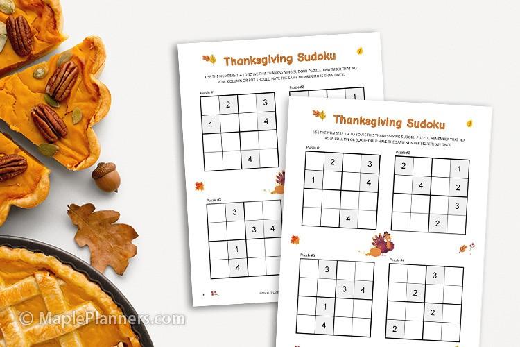 Printable Thanksgiving Sudoku