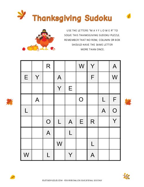 9x9 Thanksgiving Sudoku