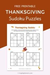 Thanksgiving Sudoku for Kids