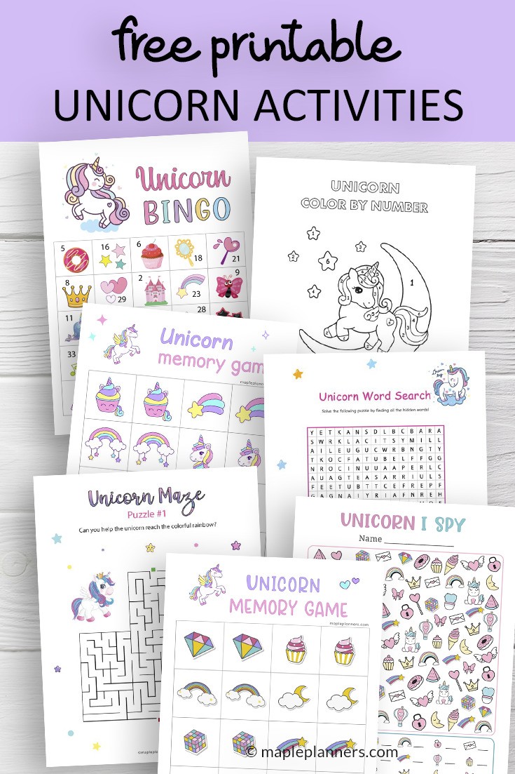 free printable unicorn activities for kids