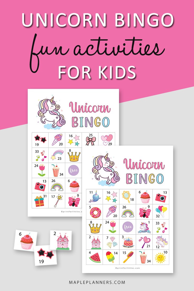 Unicorn Bingo Game Cards